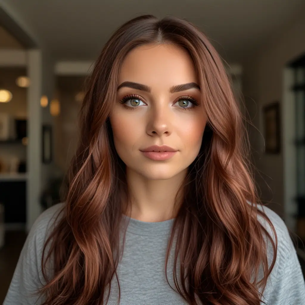 Cinnamon Brunette with Rose Gold Highlights