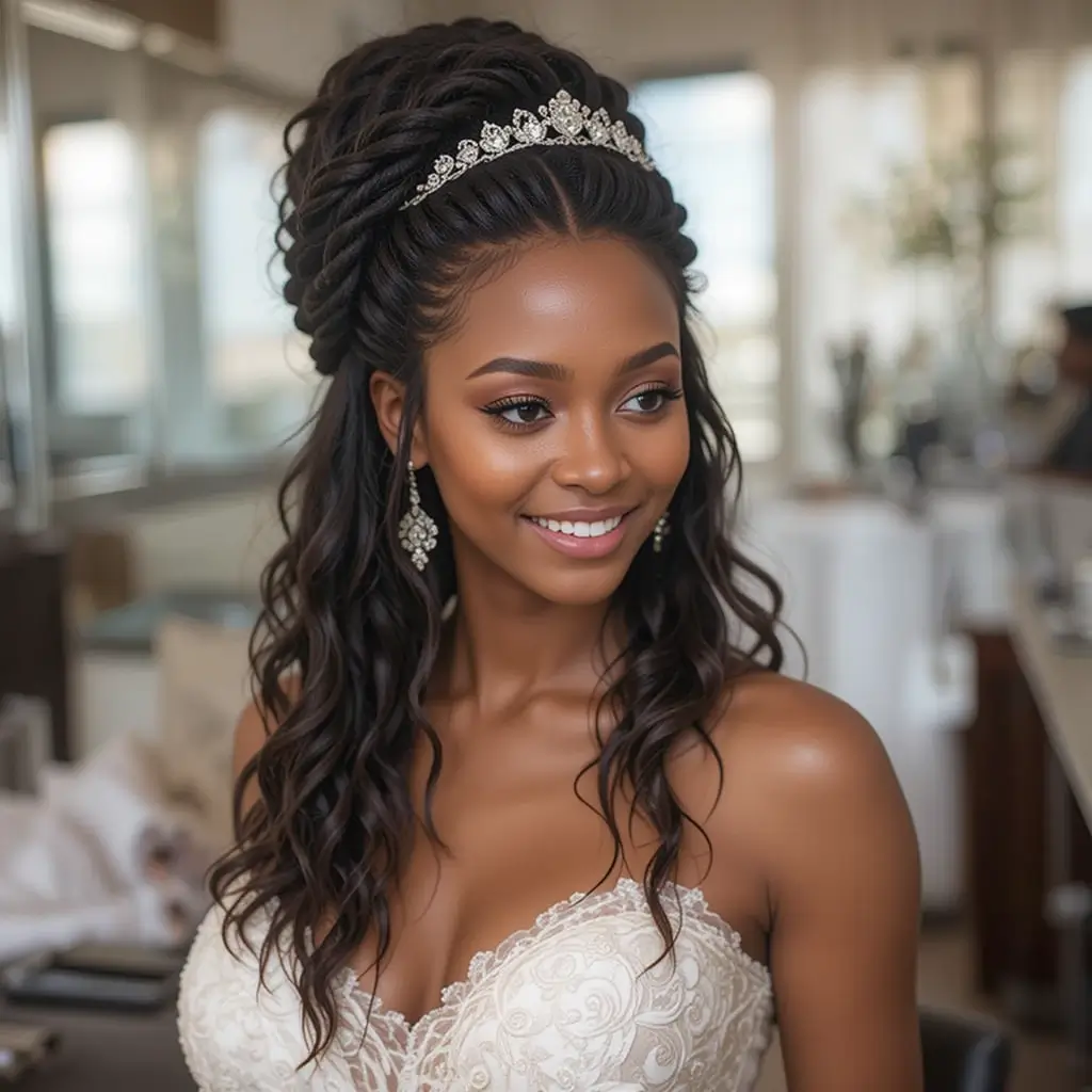 Half-Up Locs with Twisted Crown