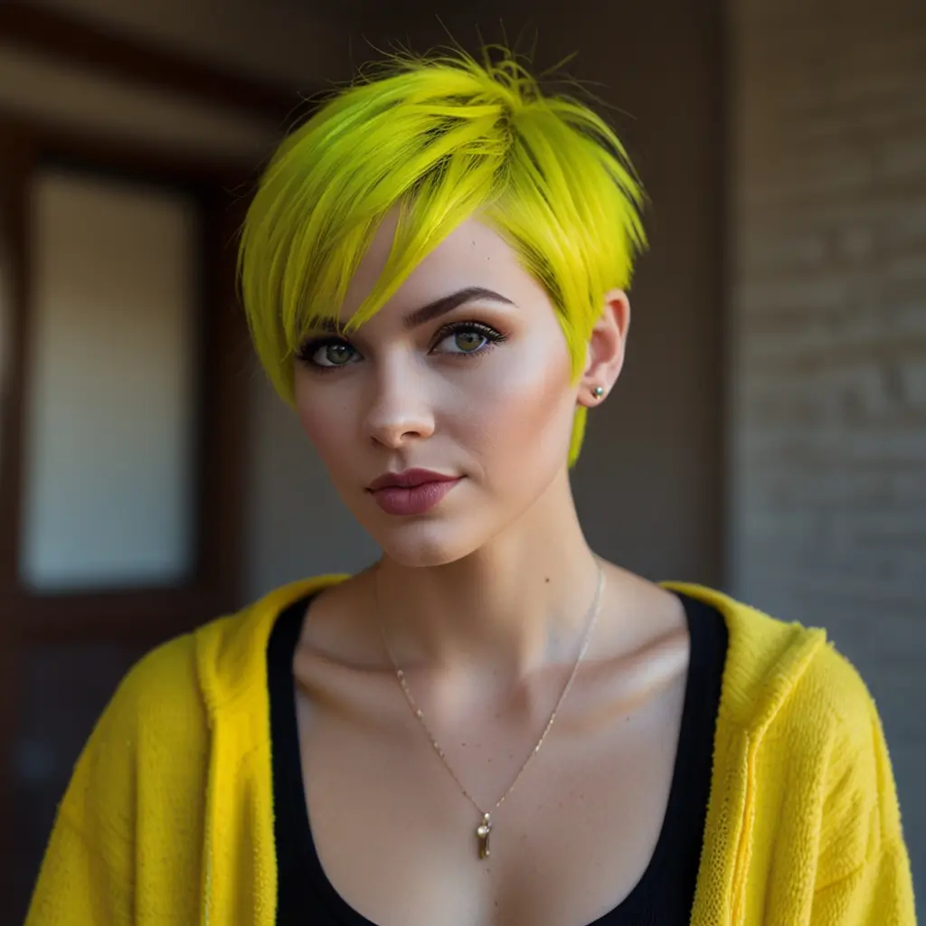 Neon Yellow Pixie Cut