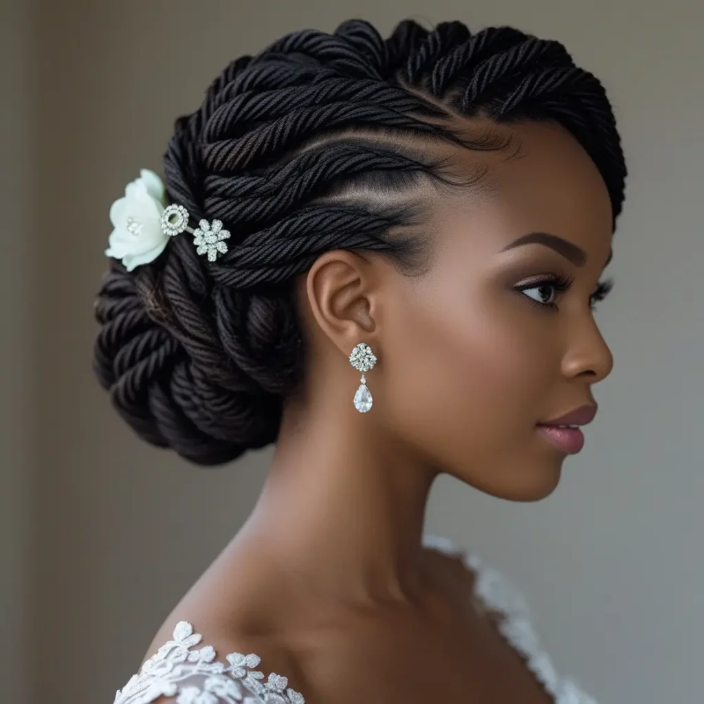 Senegalese Twists in a Side Swept Style