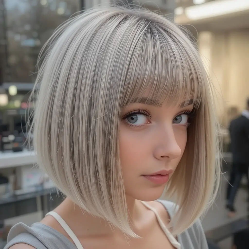 Ash Blonde Blunt Cut Bob