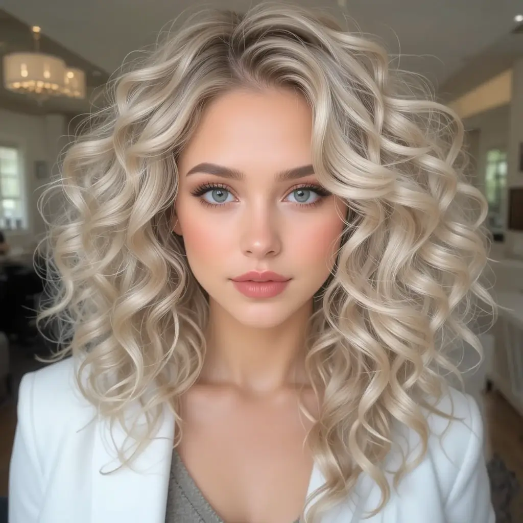 Ash Blonde Bouncy Curls