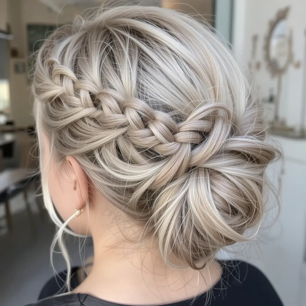 Ash Blonde Braided Updo