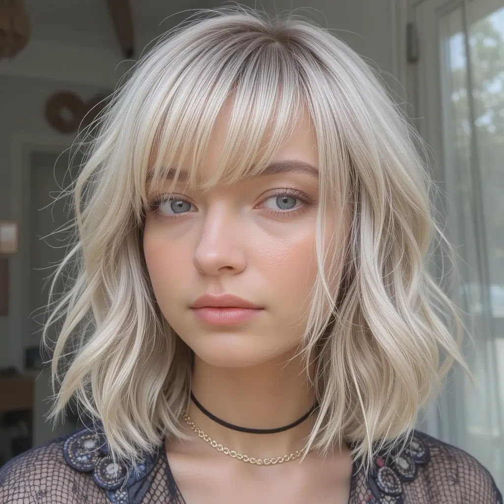 Ash Blonde Feathered Cut
