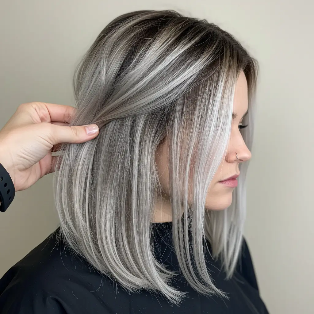Ash Blonde Money Piece on Dark Hair