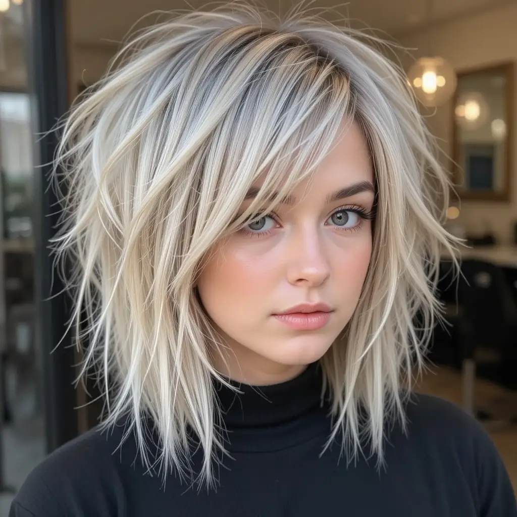 Ash Blonde Shag Cut