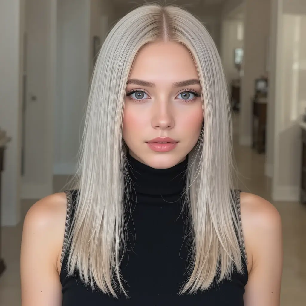 Ash Blonde Sleek Straight Look