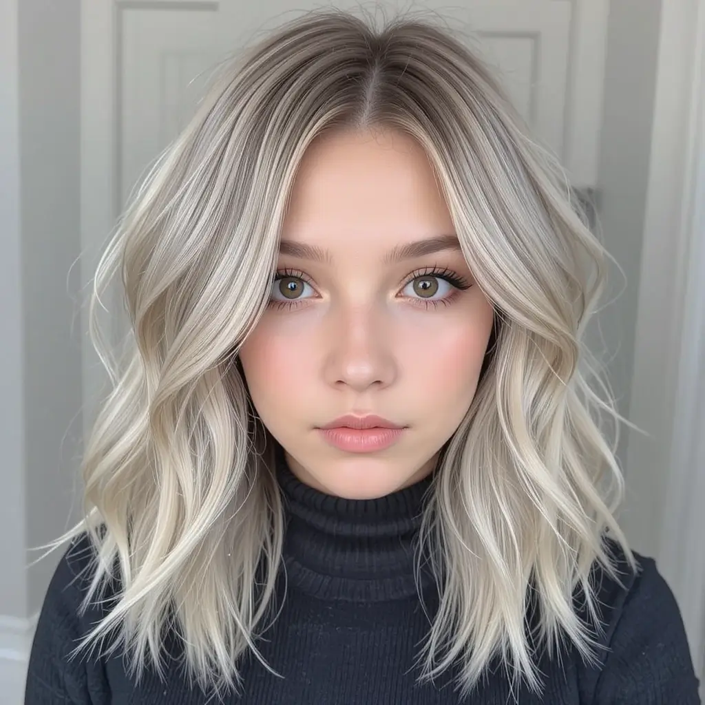 Ash Blonde with Money Piece Highlights