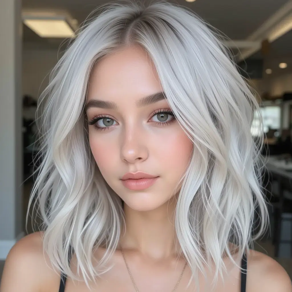 Ash Blonde with Silver Streaks