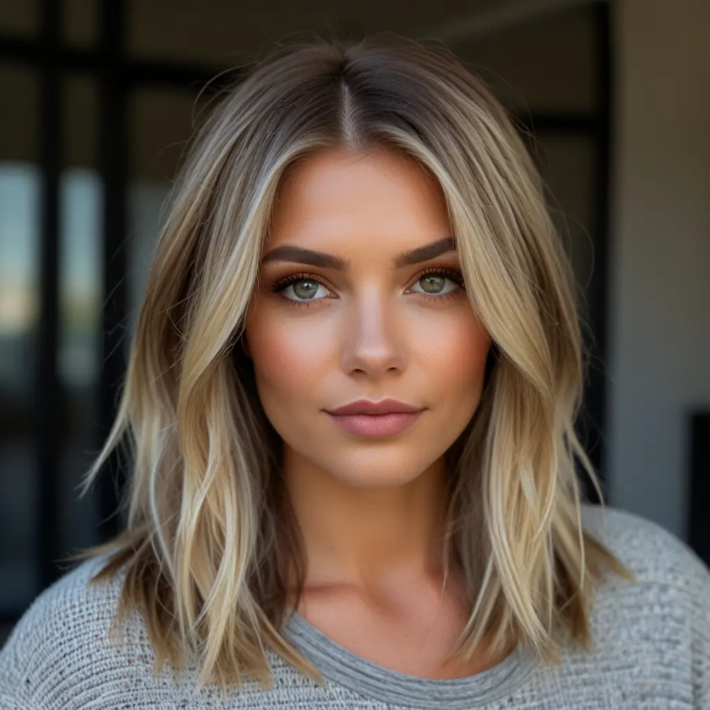 Ashy Blonde Balayage Lob