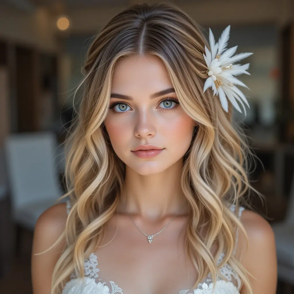 Beachy Waves with Feather Accessories