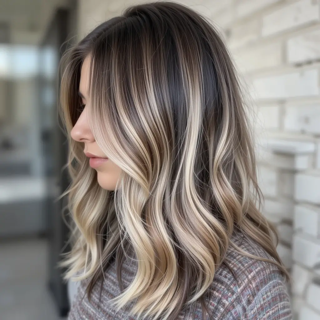 Beige Blonde Balayage on Brown Hair