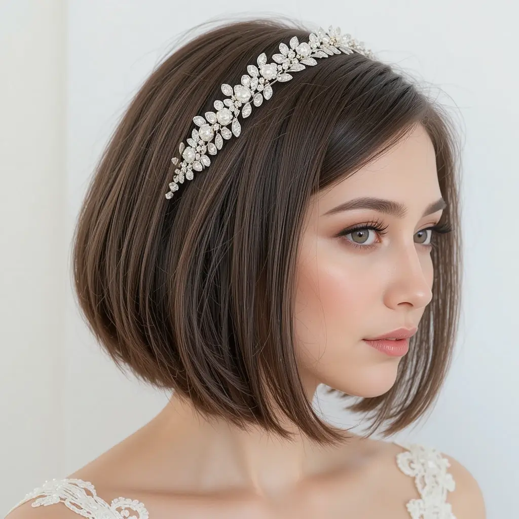 Bob with Bridal Headband