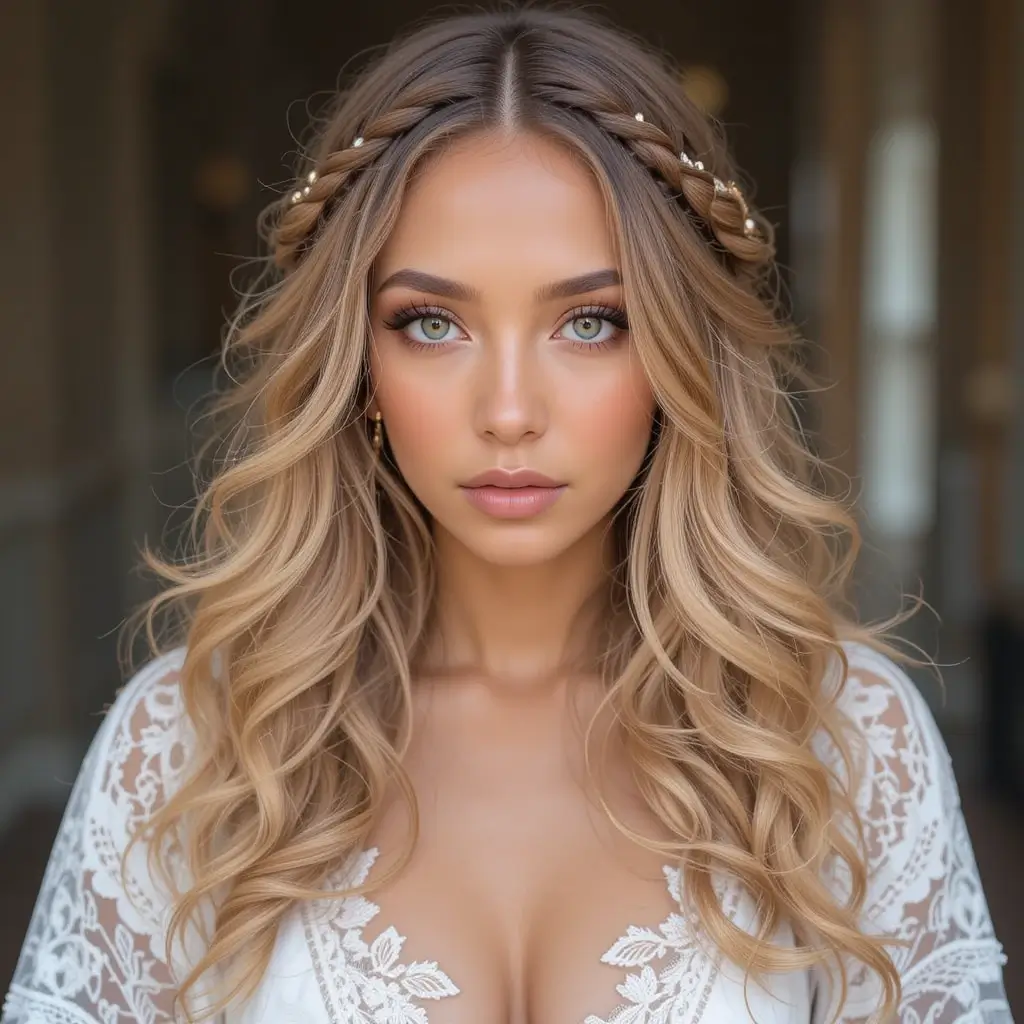 Bohemian Box Braids with Loose Curls