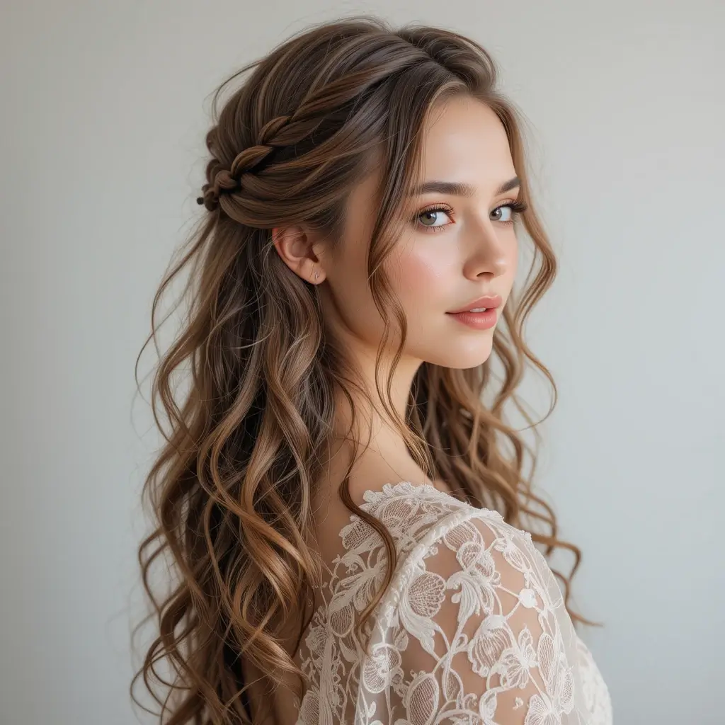 Bohemian Half-Up Twisted Curls