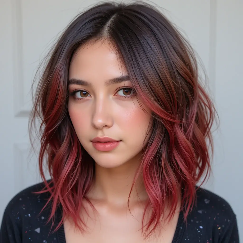 Bold Red Peekaboo Highlights for a Playful Contrast