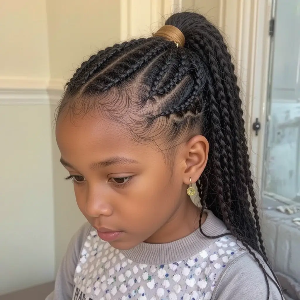 Box Braids with High Ponytail