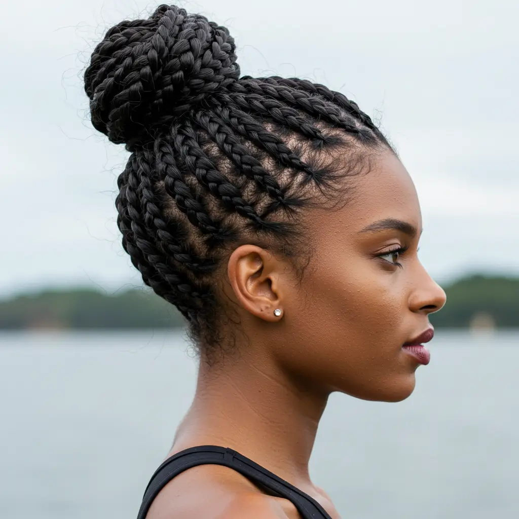 Boxer Braids into Bun
