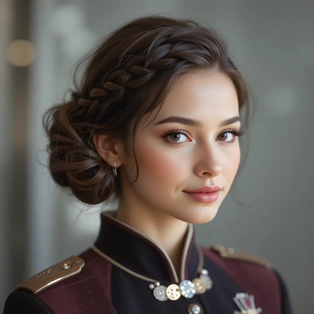 Braided Bun with Side Part
