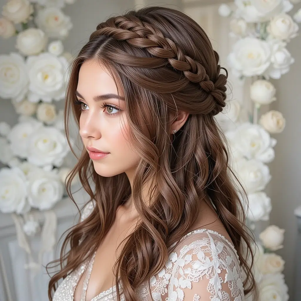 Braided Crown Half-Up Hairstyle