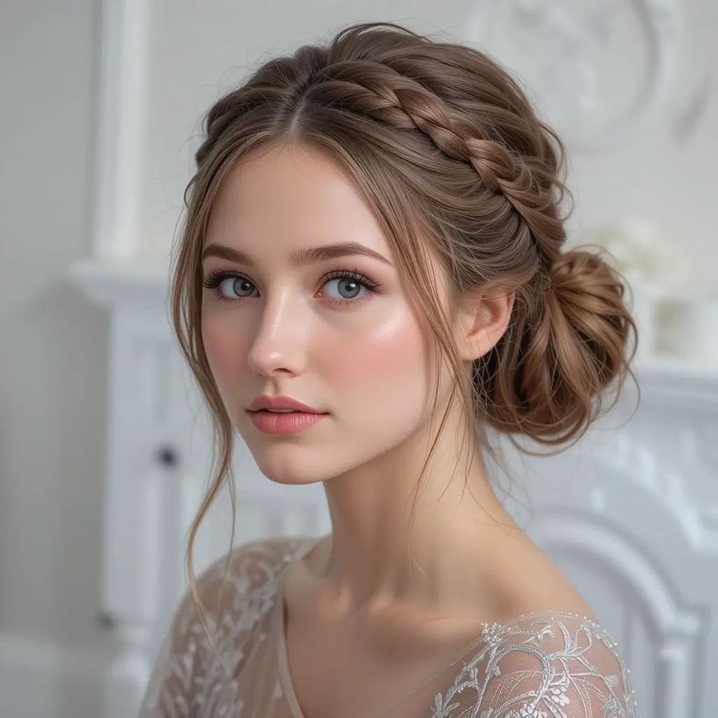 Braided Crown Messy Bun