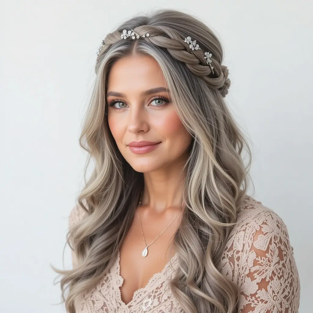 Braided Crown with Long Hair