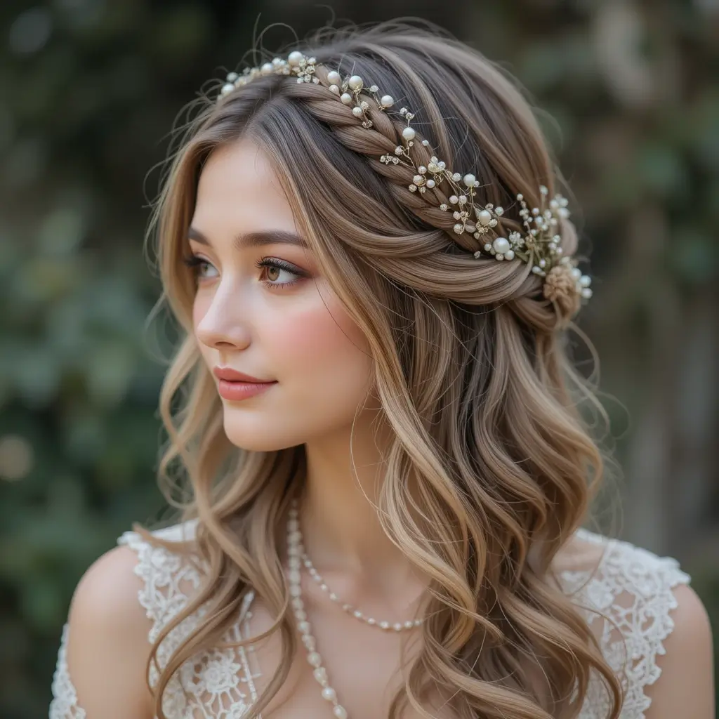 Braided Crown with Loose Waves