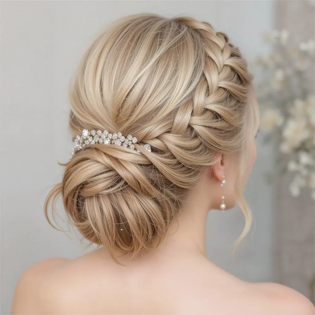 Braided Crown with Low Bun