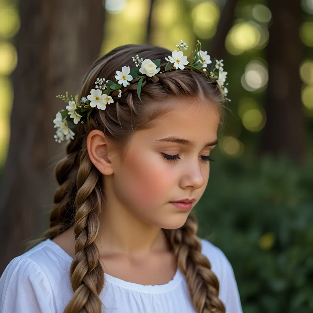 Braided Crown with Small Flowers
