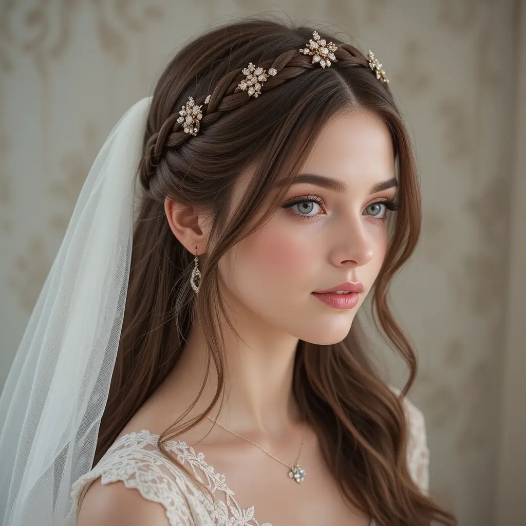 Braided Crown with Veil