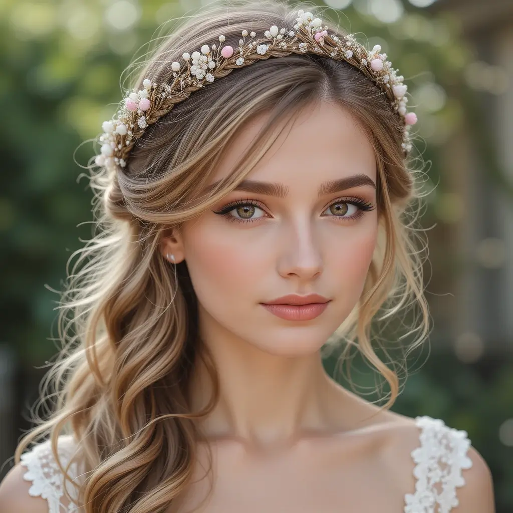 Braided Halo with Loose Curls