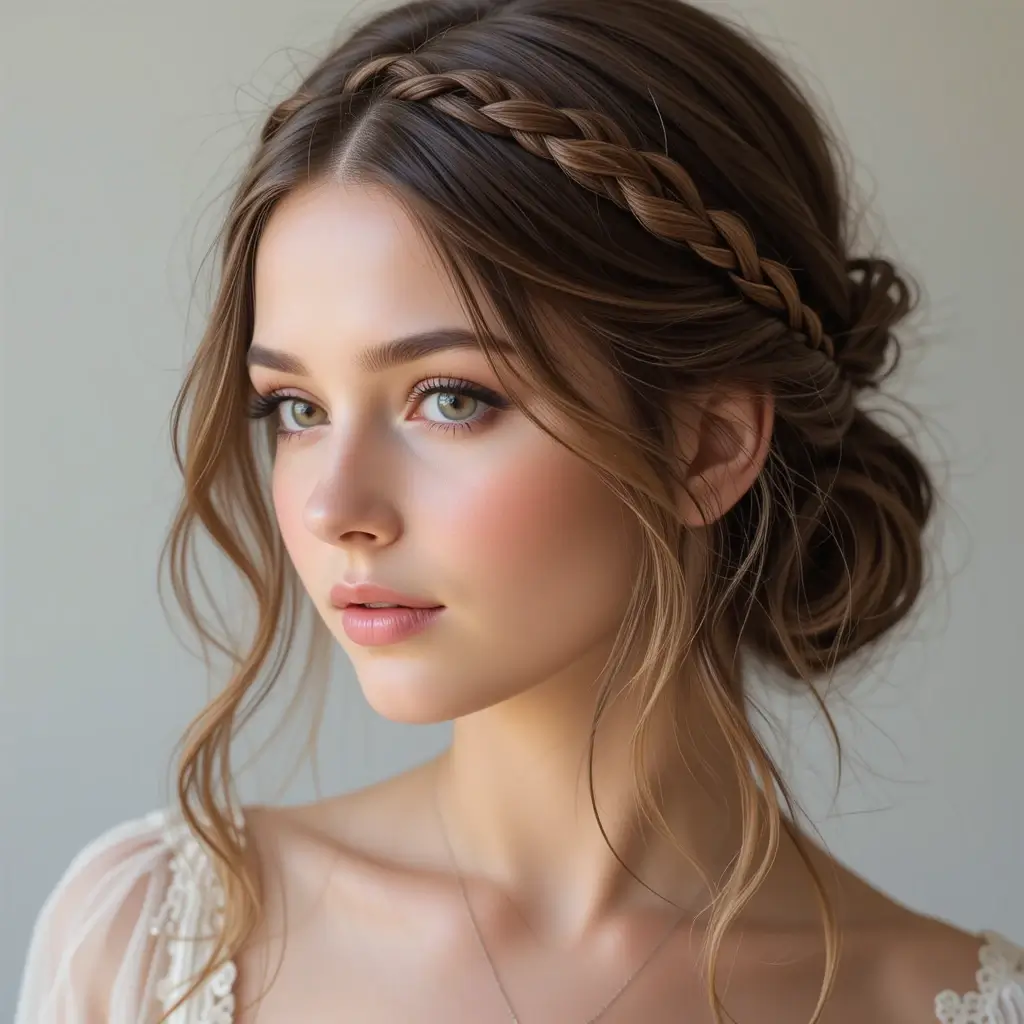 Braided Headband with Loose Hair
