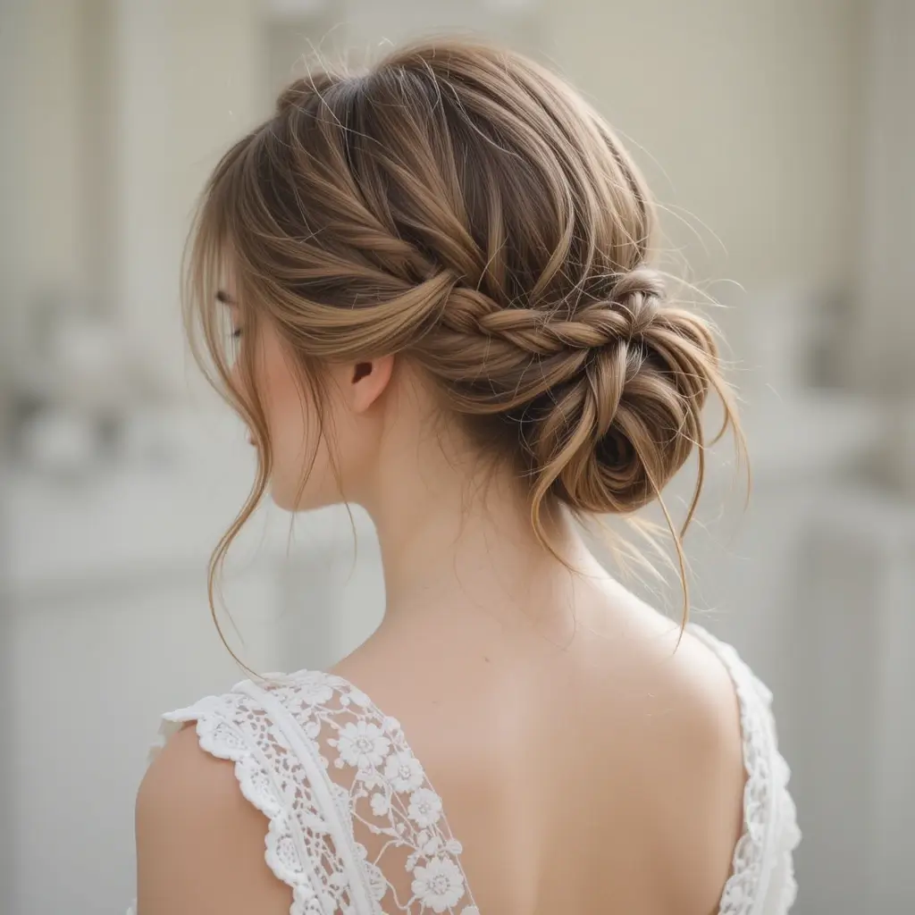 Braided Low Ponytail with Loose Strands