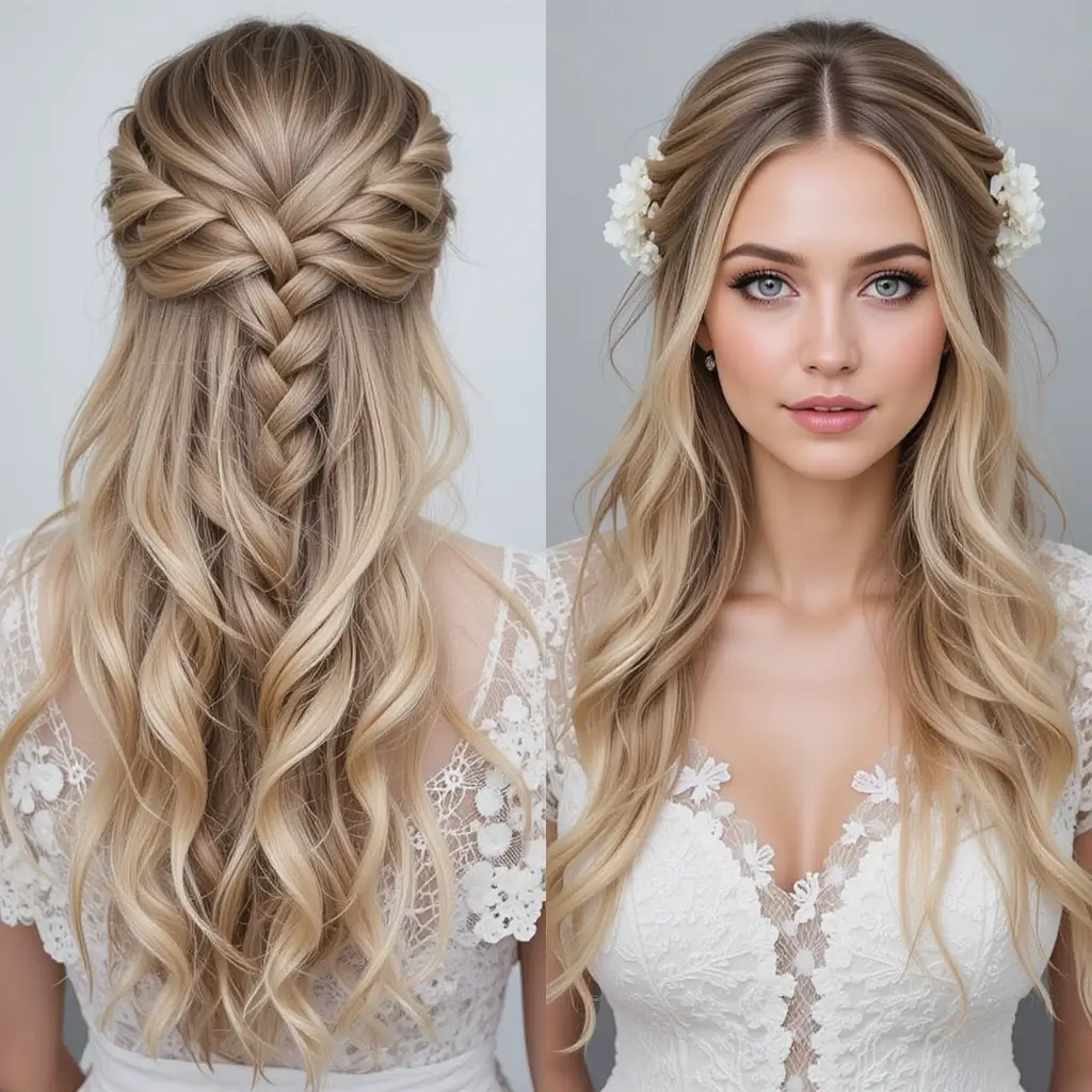Braided Waterfall Half-Updo