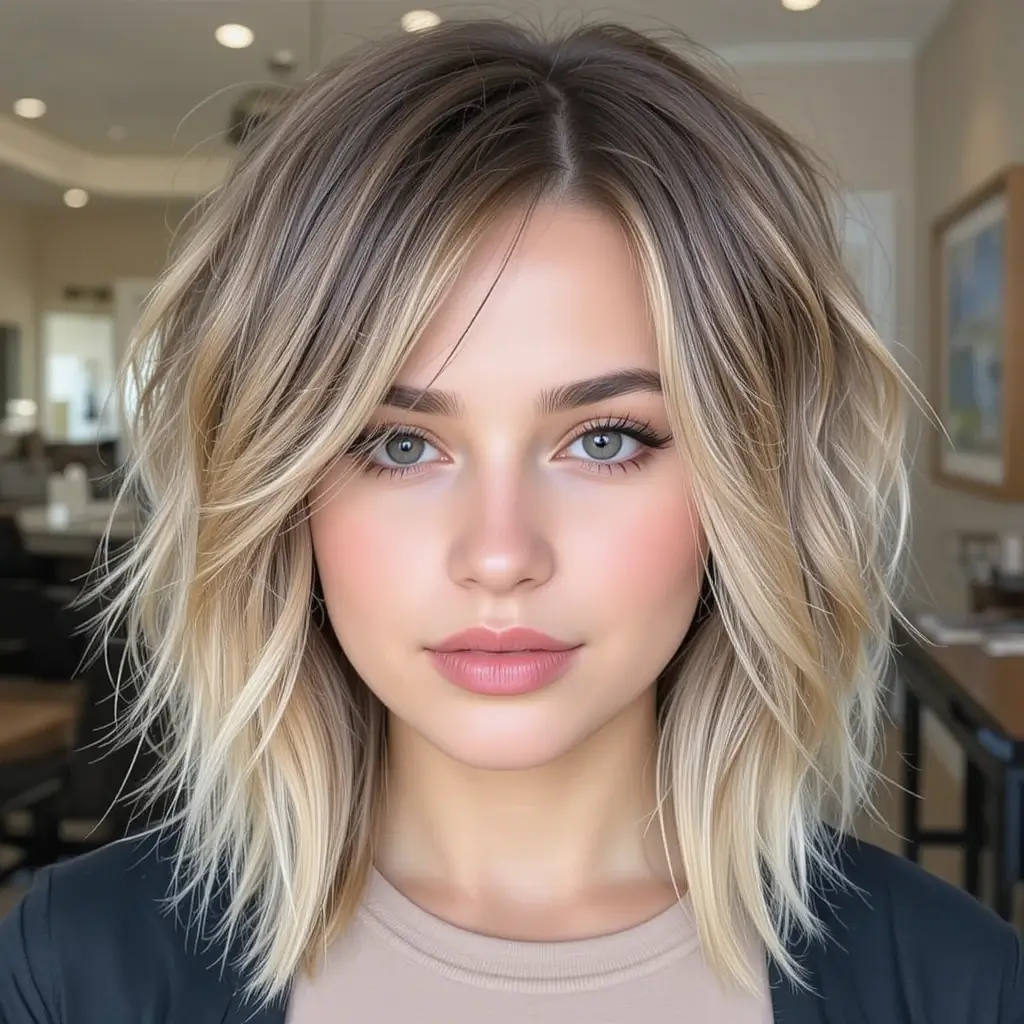 Bronde Medium-Length Cut with Textured Ends