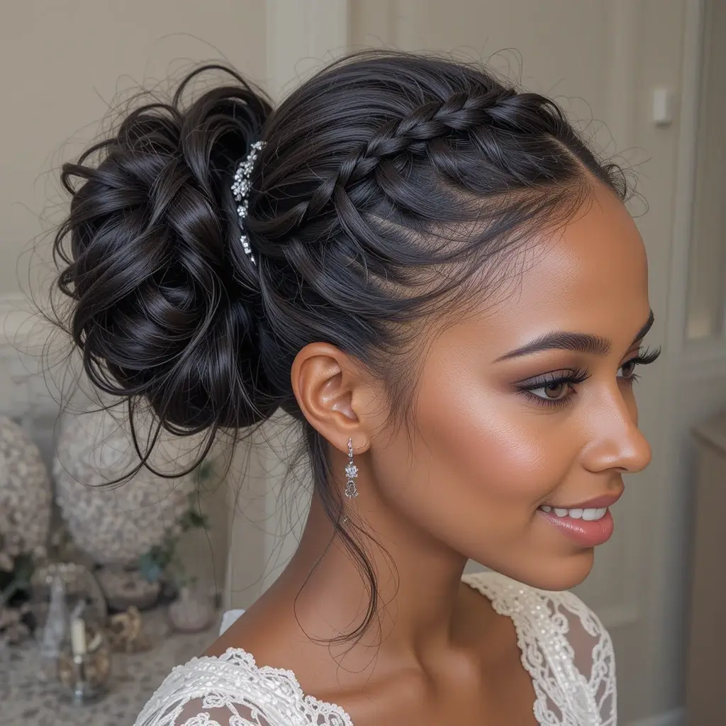 Bubble Ponytail with Braided Details