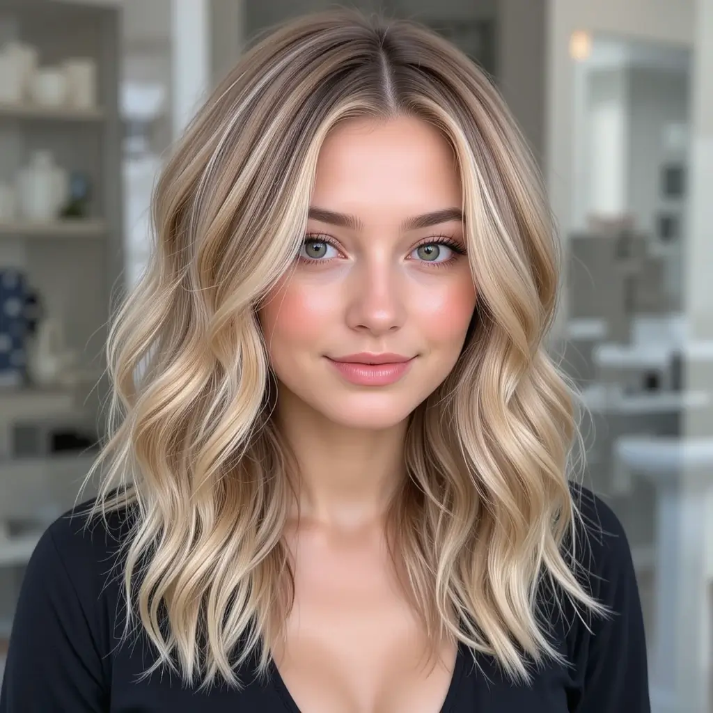 Buttercream Blonde with Auburn Brown Lowlights