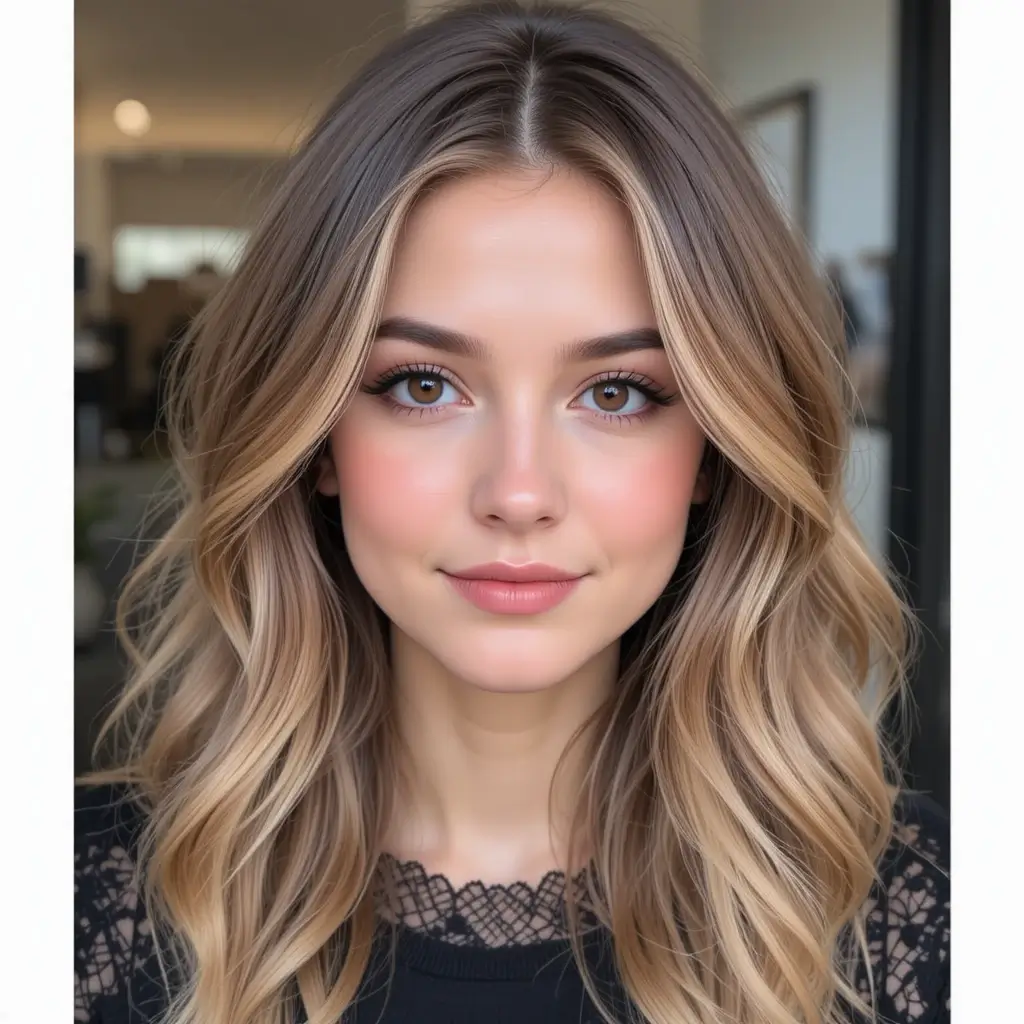Caramel Balayage with Face-Framing Highlights
