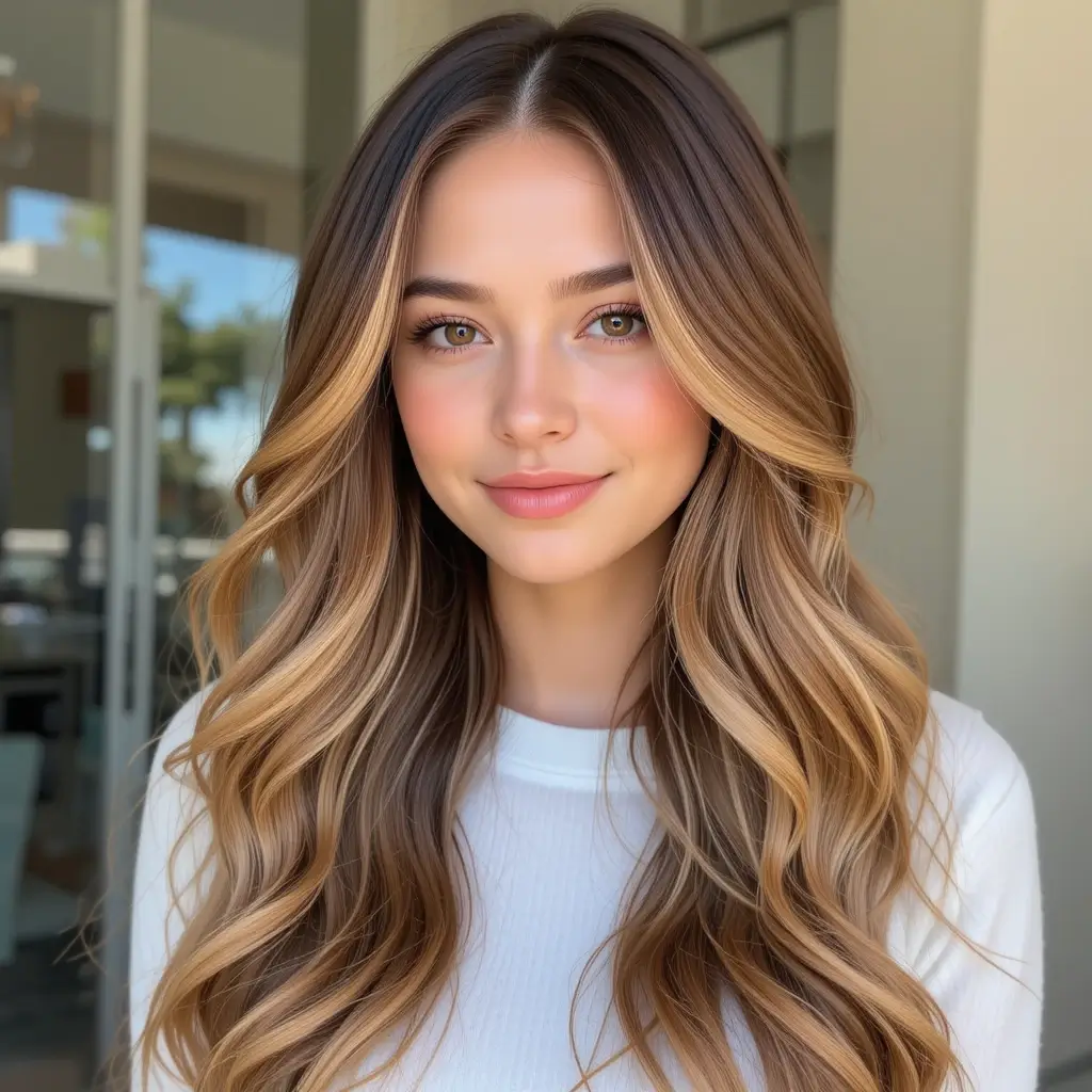 Caramel Balayage with Long Layers