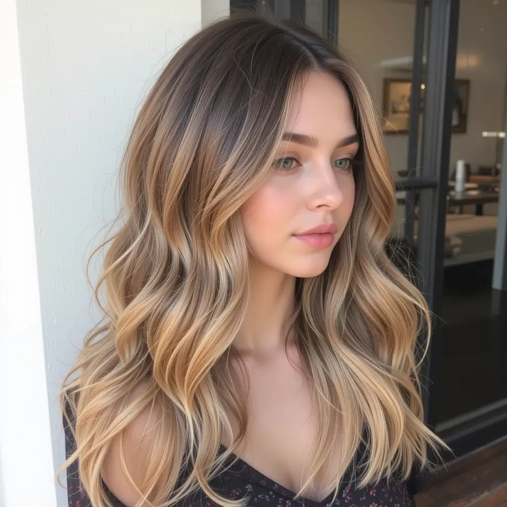 Caramel Balayage with Loose Waves