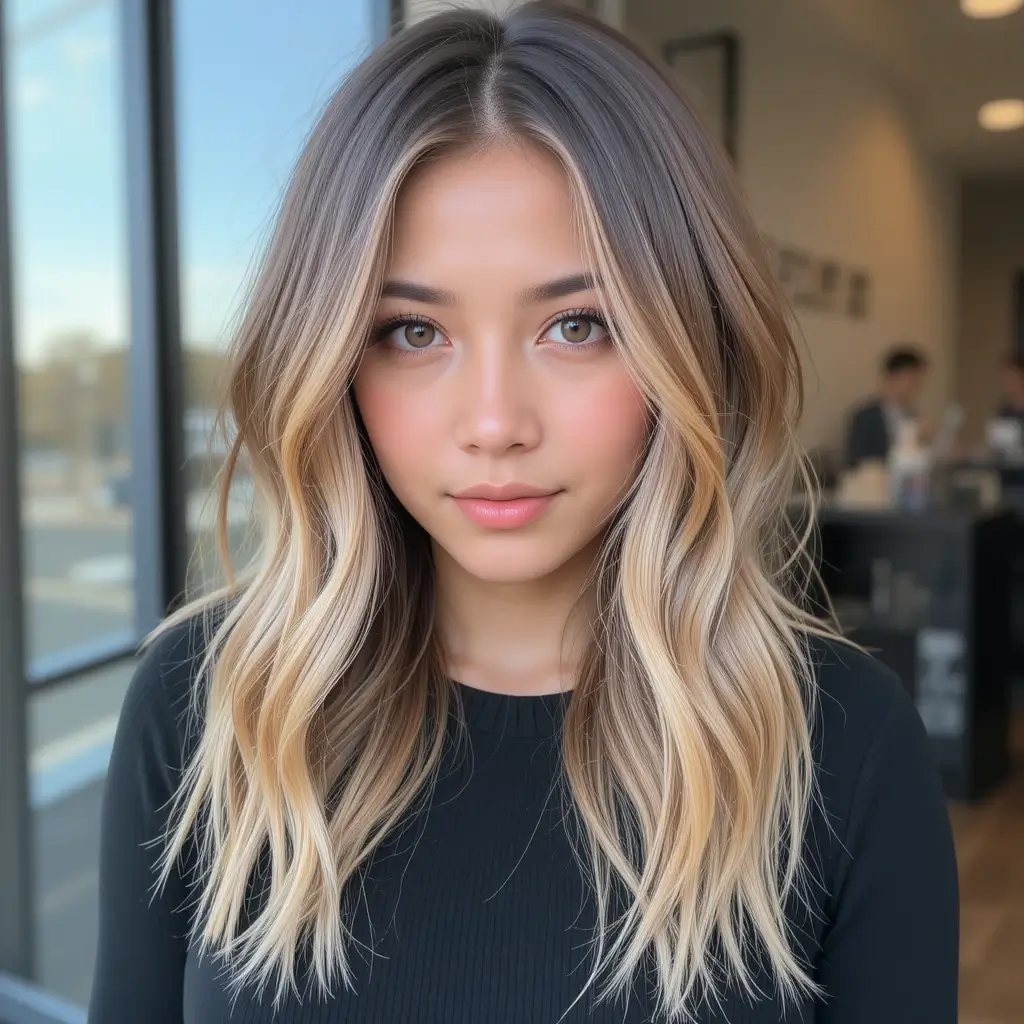 Caramel Balayage with Money Piece Highlights