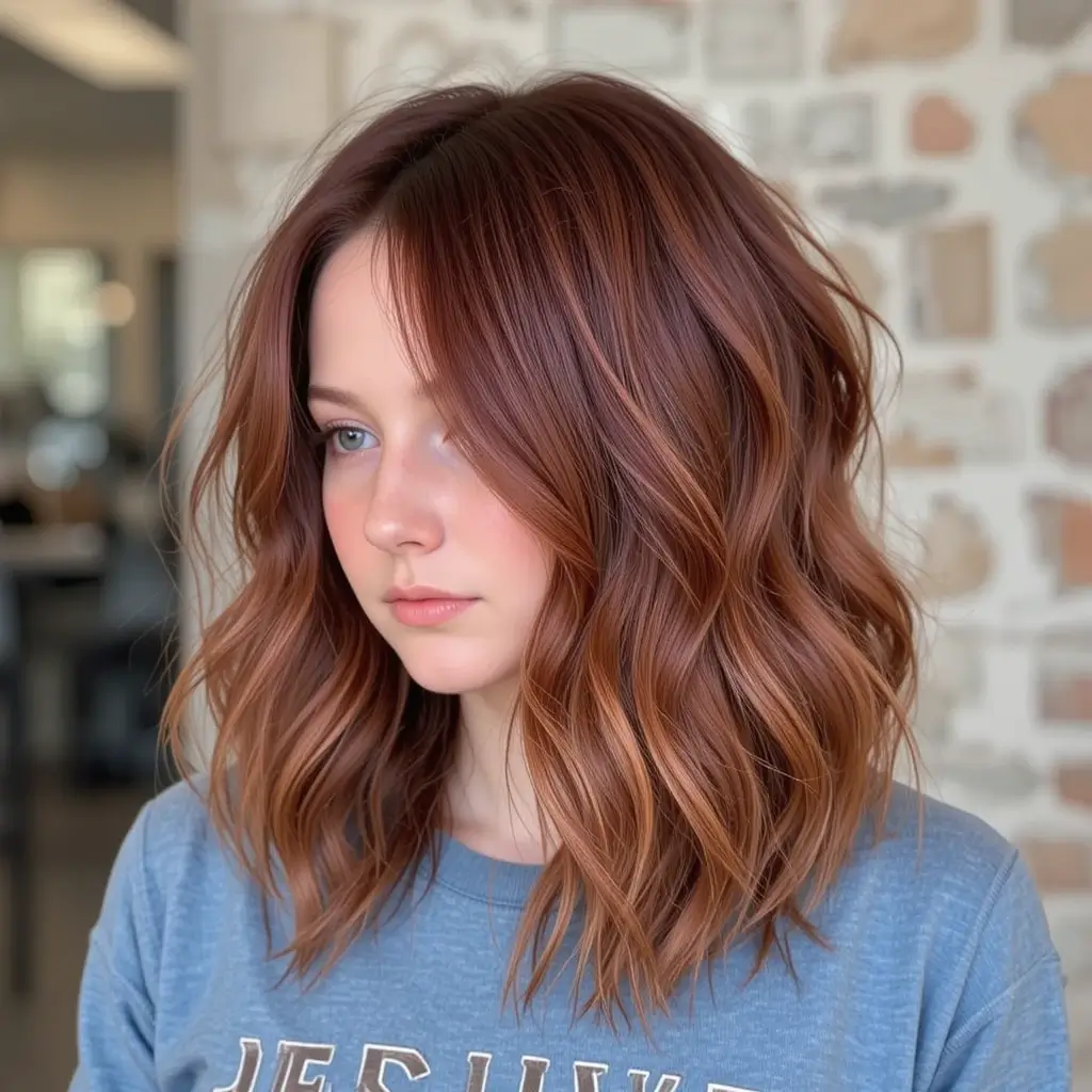 Caramel and Auburn Balayage for Warmth