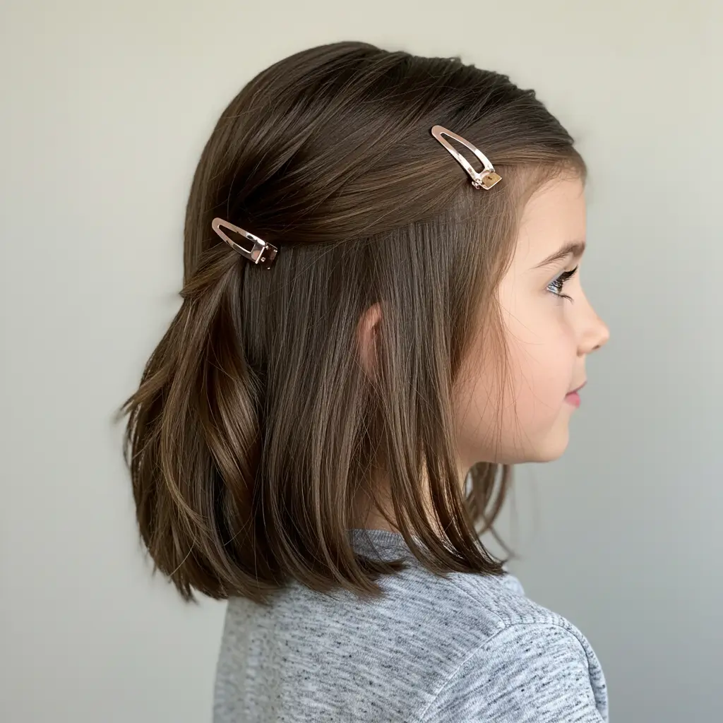 Center Part Loose Hair with Barrette