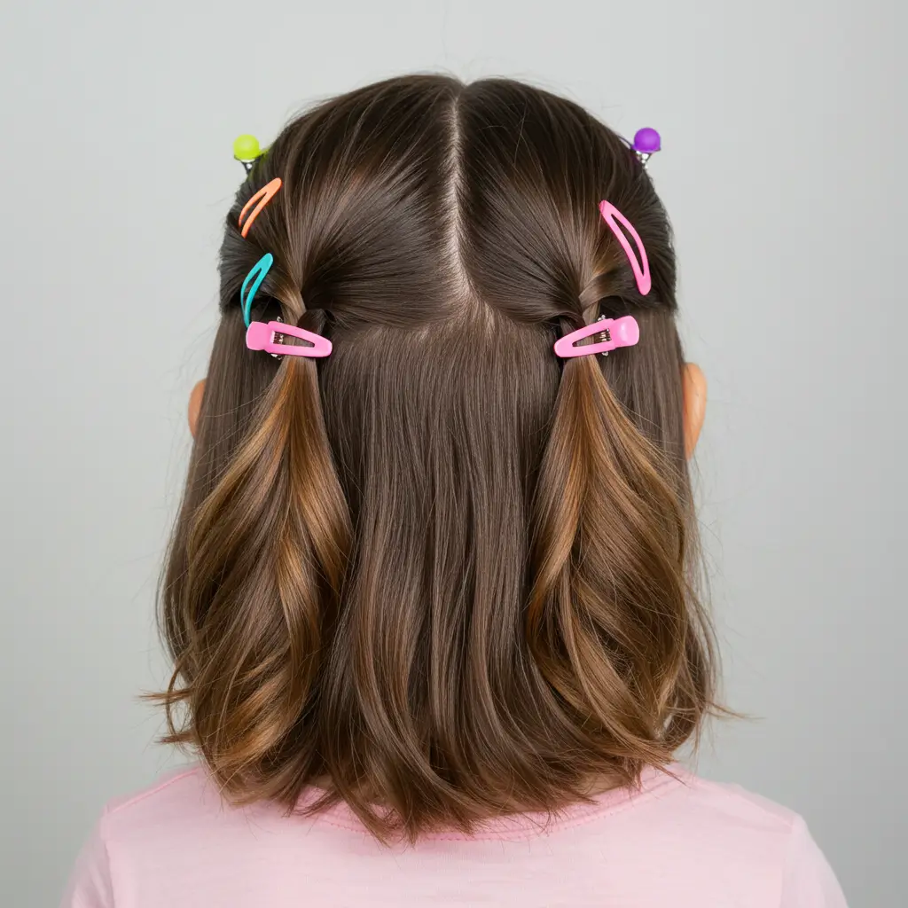 Center Part with Hair Clips