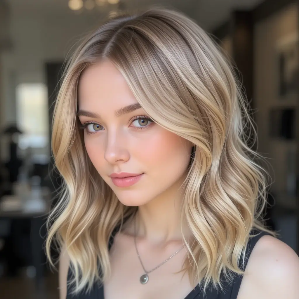 Champagne Blonde with Dark Hazelnut Lowlights