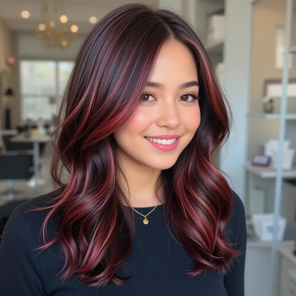 Cherry Cola Highlights with Dark Brunette Base