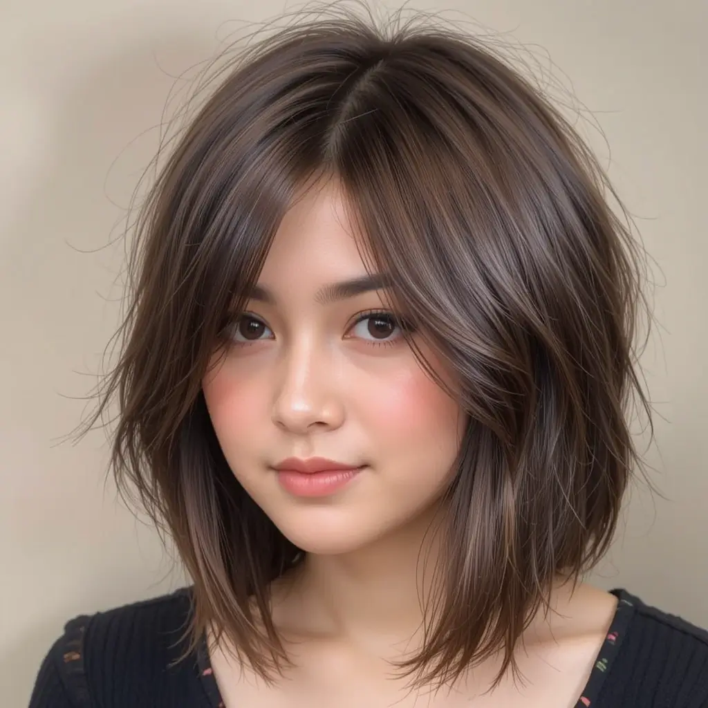 Chestnut Money Piece on Dark Chocolate Hair