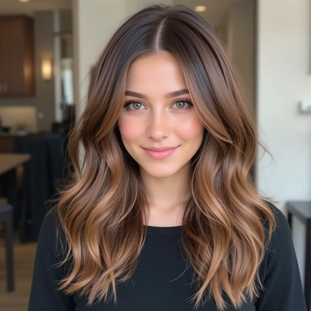 Chestnut and Caramel Balayage Fusion