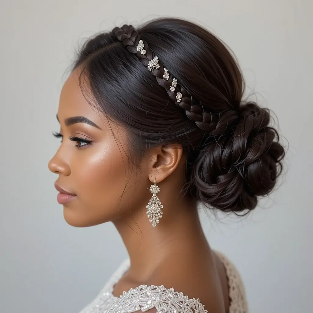 Chignon with Braided Crown
