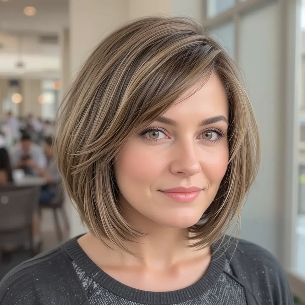 Chin-Length Layered Bob with Side Bangs
